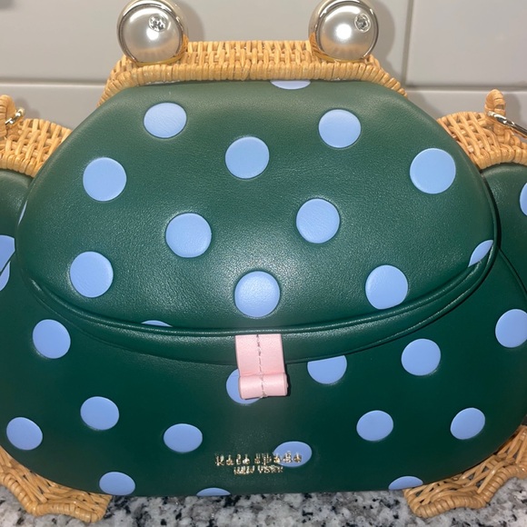 Kate Spade Lily Polka Dot Wicker 3D Frog Crossbody, Novelty, Collectible, Rare - Picture 9 of 9
